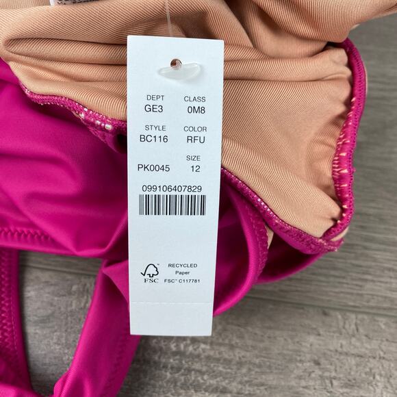 J.Crew Magenta Orchid Ruched V Neck One Piece Swimsuit Sz.12 NWT - Picture 8 of 11